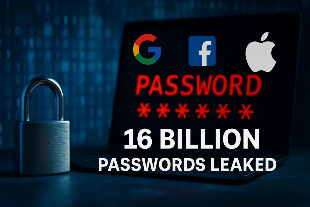 A digital illustration symbolizing a global data breach with secure login icons, abstract cyber elements, and neutral background, in 16:9 format with no overlapping text or logos