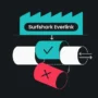 Diagram illustrating Surfshark Everlink's self-healing VPN technology, automatically rerouting traffic through a secure tunnel when the primary connection fails.