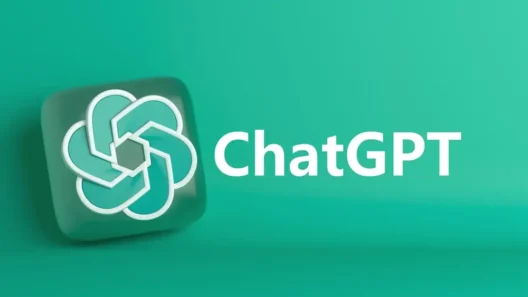 3D logo of ChatGPT with white text on a green gradient background, symbolizing artificial intelligence and conversation technology.