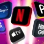 Colorful collage of popular streaming platforms like Netflix, Disney+, HBO Max, Apple TV, and Peacock—perfect visual for an article on the best VPNs for streaming worldwide.