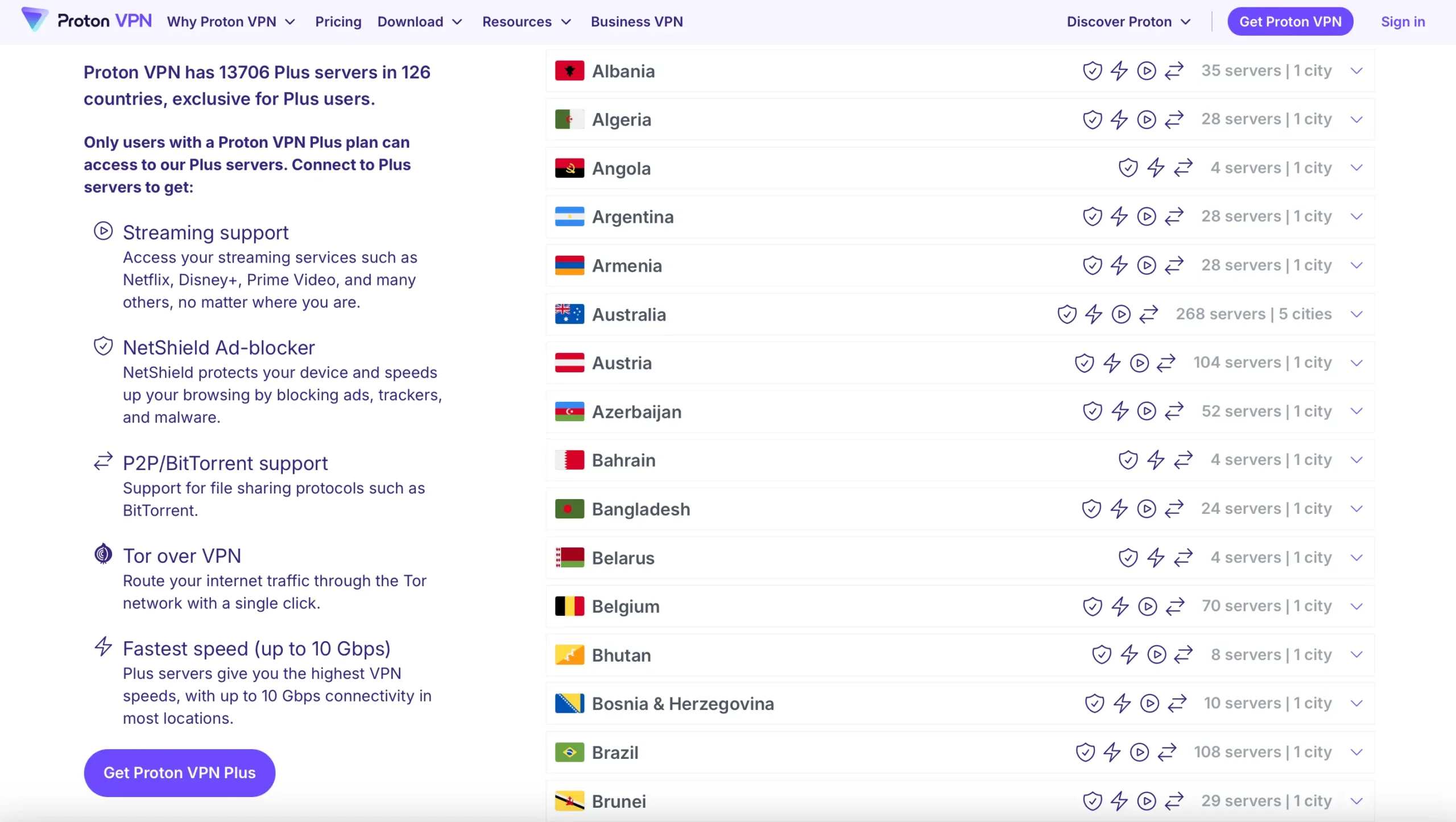 proton-vpn-plus-servers-list | Venclikovi.com Proton VPN Plus server countries and features like P2P, streaming, NetShield