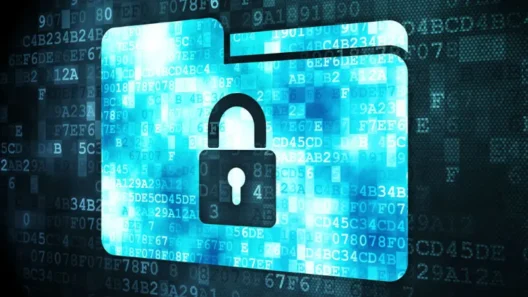 A glowing digital folder with a padlock symbol, representing online privacy and secure data protection in a cyber environment.