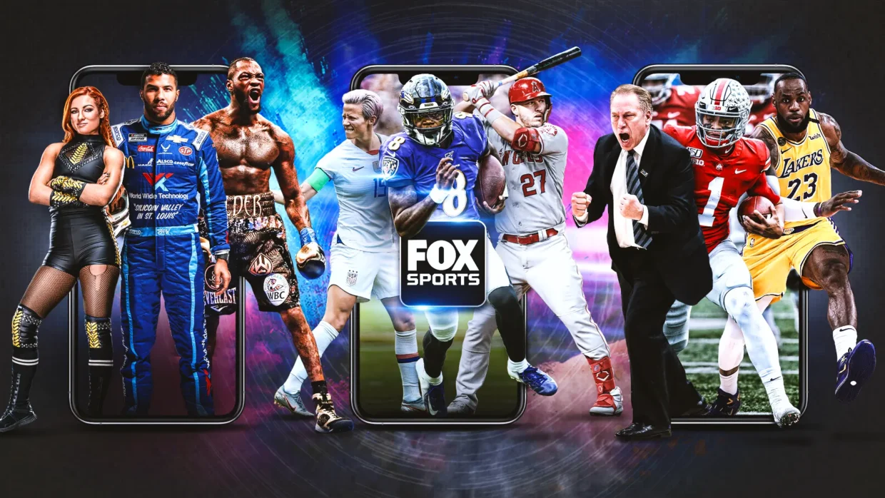 Top FOX Sports athletes from different sports including football, basketball, boxing, baseball, and racing—highlighting the wide range of live content available on FOX Sports when unblocked with a VPN.
