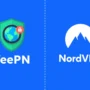 Comparison image showing VeePN and NordVPN logos side by side, illustrating a VPN service comparison.