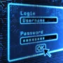 Close-up of digital login screen with username and password fields highlighted in blue, symbolizing online security and password protection.
