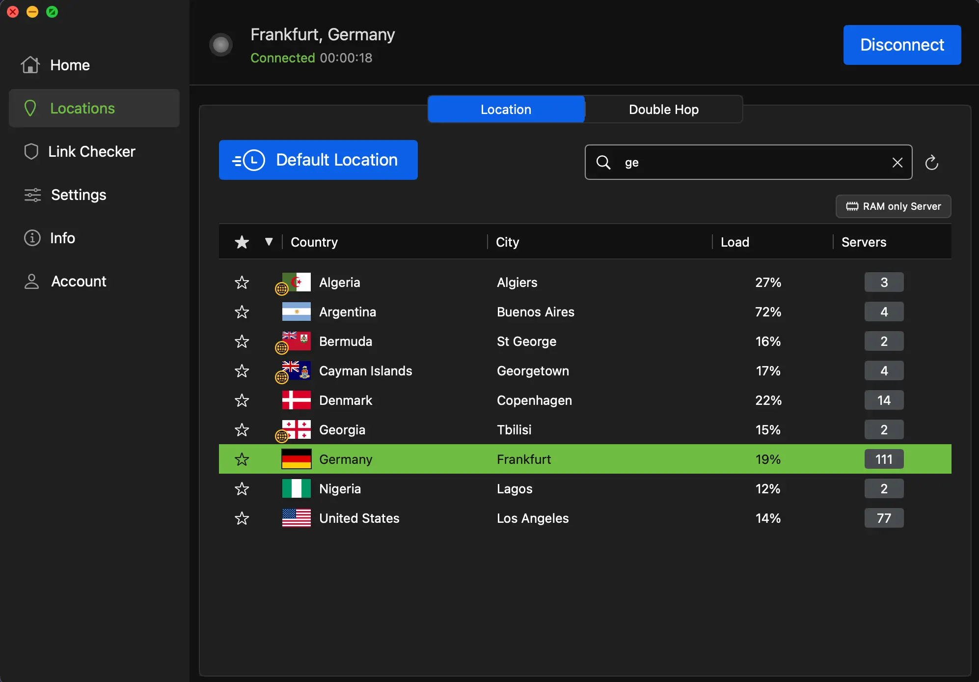 IPVanish app for MacOS
