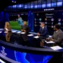 CBS Sports studio panel discussing UEFA Champions League matches streamed on Paramount+, with live scores shown on screen.