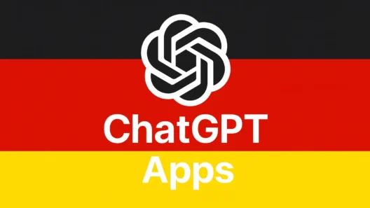 ChatGPT Apps text and logo displayed over the German flag background, representing VPN access to ChatGPT apps from Germany.