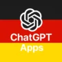 ChatGPT Apps text and logo displayed over the German flag background, representing VPN access to ChatGPT apps from Germany.