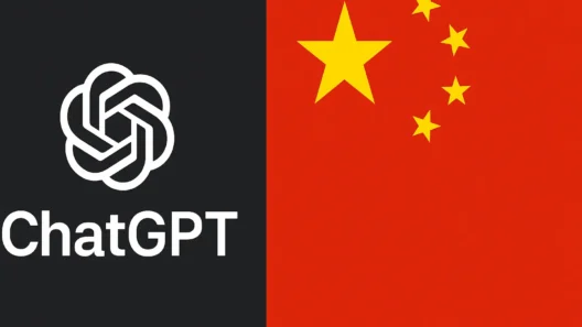 ChatGPT logo facing off with the Chinese flag – like a digital standoff between AI and censorship.