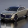 3D render of the modern Tatra SUV concept, featuring a futuristic front grille, T-shaped LED headlights, and sleek coupe-inspired lines.