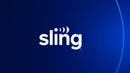 Sling TV logo on blue background, used for accessing American live TV channels from anywhere