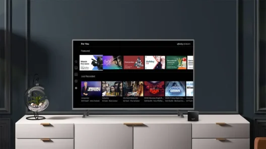 Xfinity Stream running on a smart TV via Amazon Fire Stick with featured content