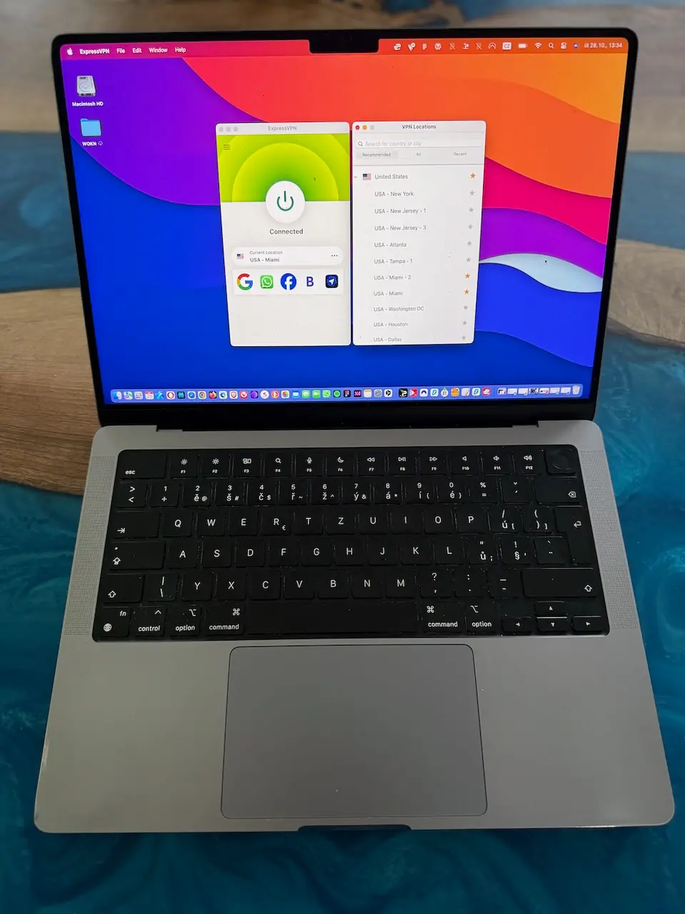 expressvpn-connected-miami-macbook | Venclikovi.com ExpressVPN connected to Miami server on MacBook, showing the active connection screen.
