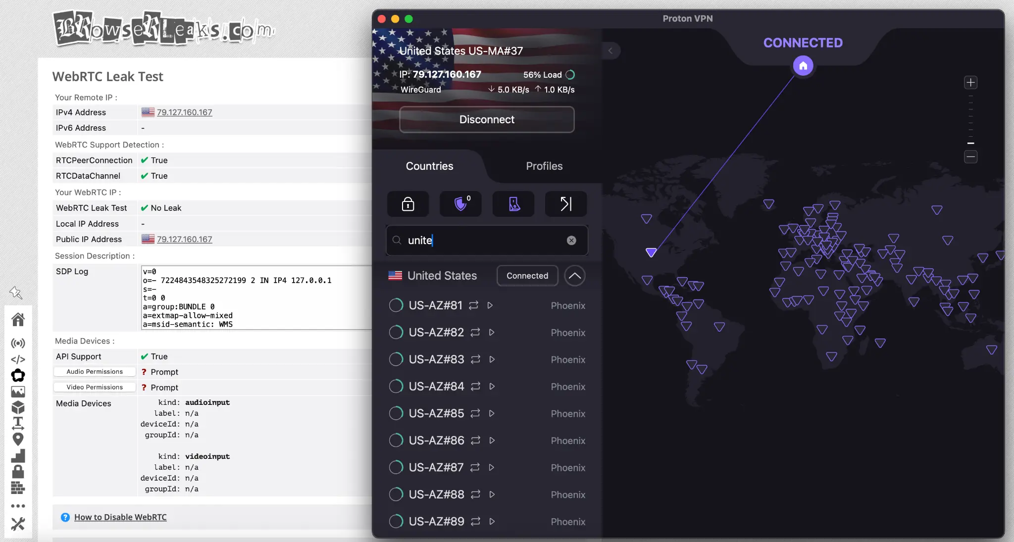 protonvpn-webrtc-leak-test | Venclikovi.com Proton VPN WebRTC leak test confirming full protection with no IP leaks.