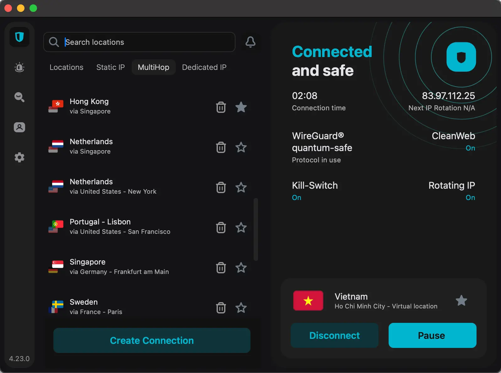 App SurfShark on my Macbook PRO M1 MAX - connect to Vietnam