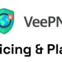 VeePN logo with text showing VPN pricing and plans in bold font on white background