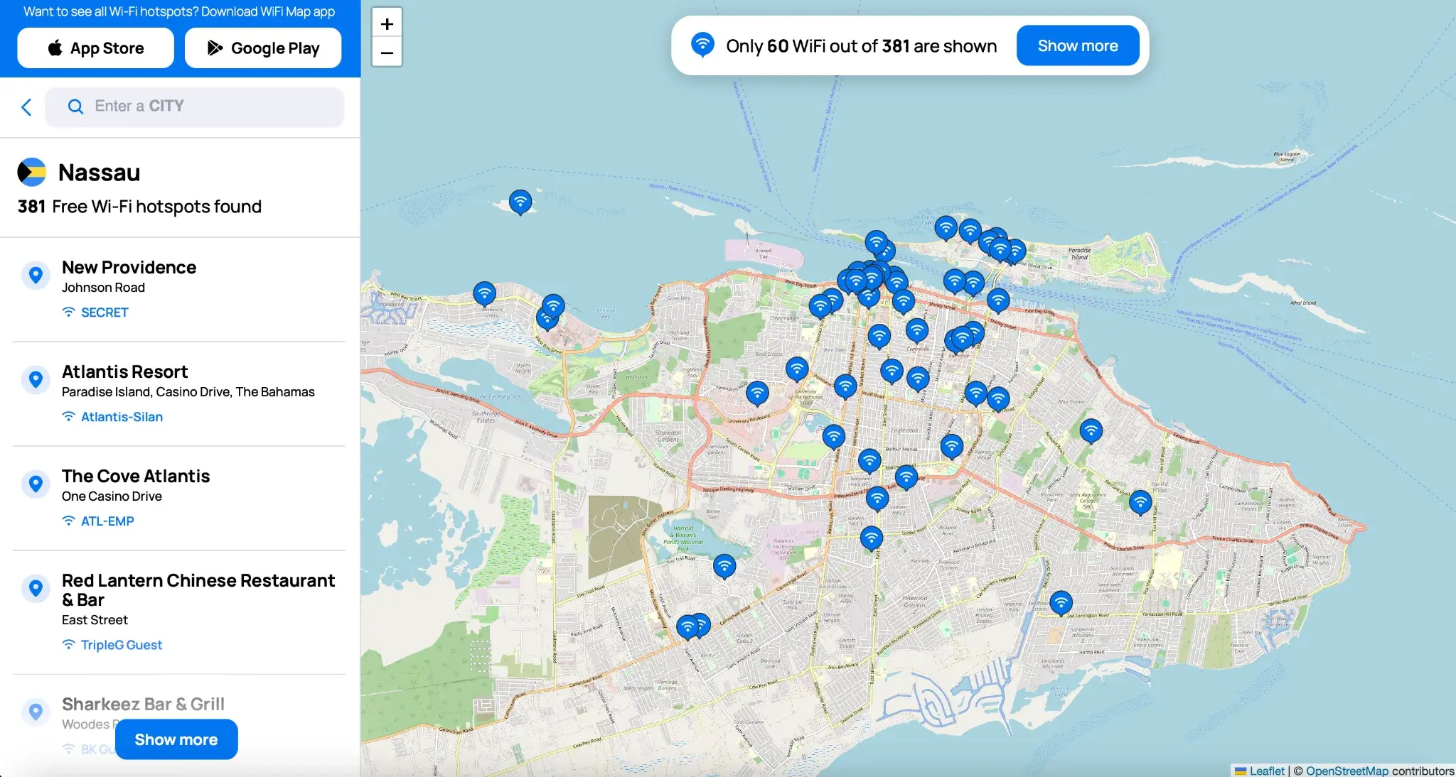 wifi-map-nassau | Venclikovi.com Map showing 381 free public WiFi hotspots across Nassau and Paradise Island, Bahamas