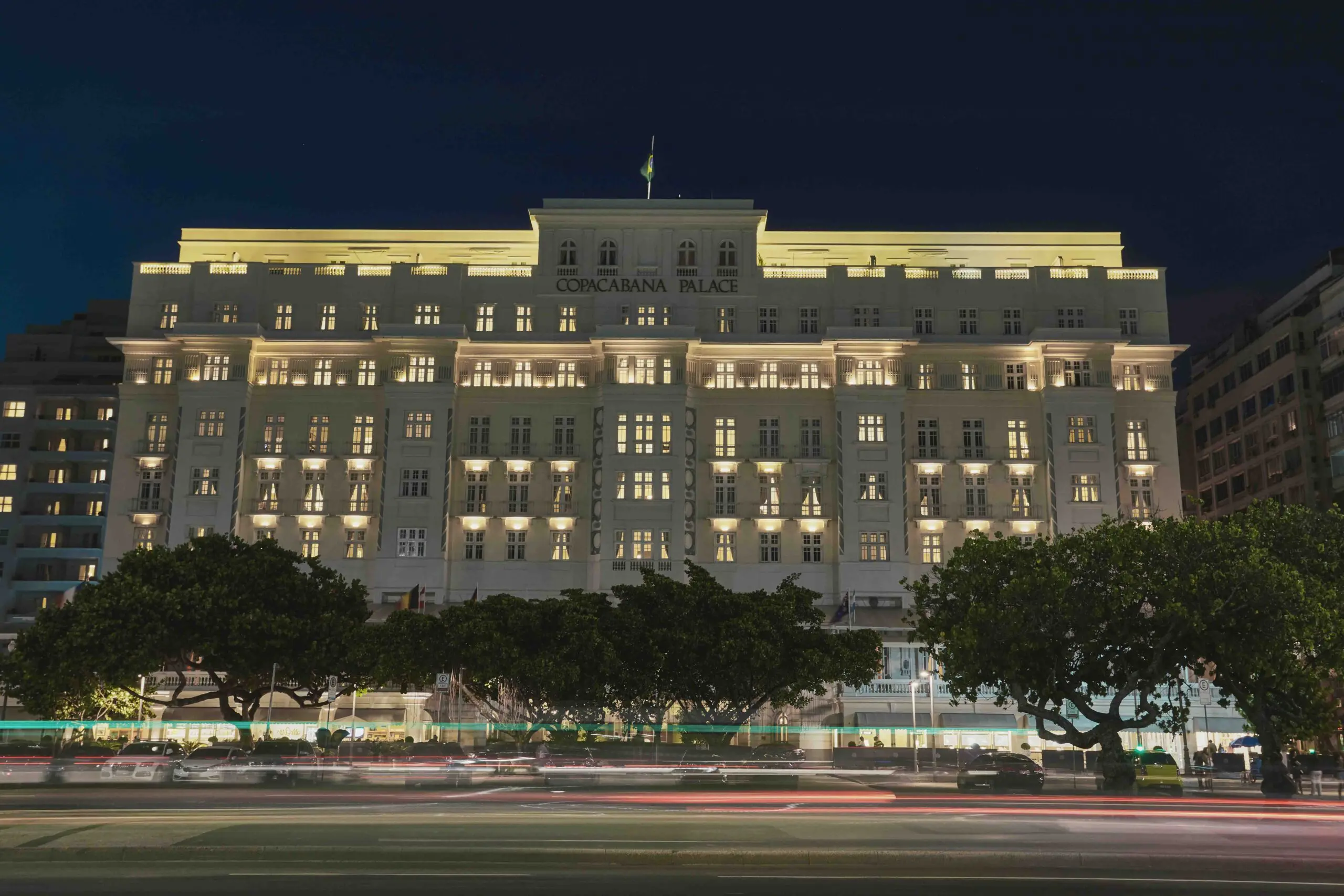 Belmond Copacabana Palace | Venclikovi.com Copacabana Palace hotel lit up at night in Rio de Janeiro