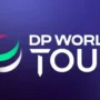 DP World Tour official logo on blue background for the season finale in Dubai