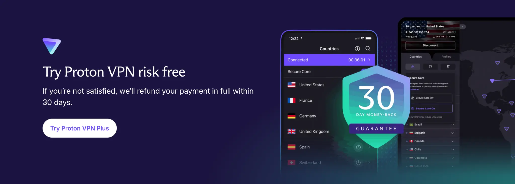 try-protonvpn-plus-30-day-guarantee | Venclikovi.com ProtonVPN 30-day money-back guarantee banner