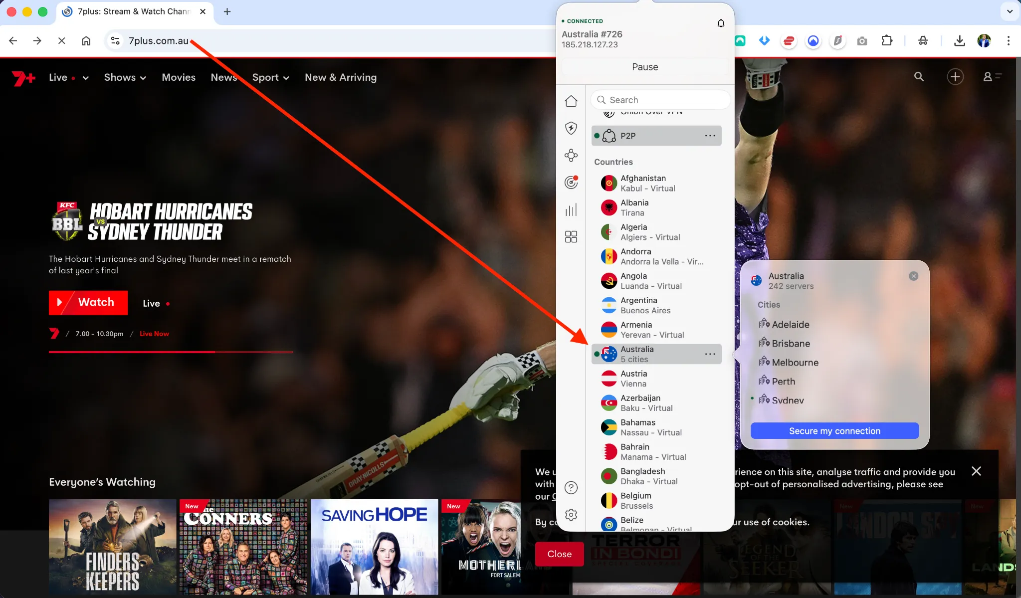 7Plus_BBL_NordVPN | Venclikovi.com 7Plus streaming live BBL cricket match via NordVPN with Australian server