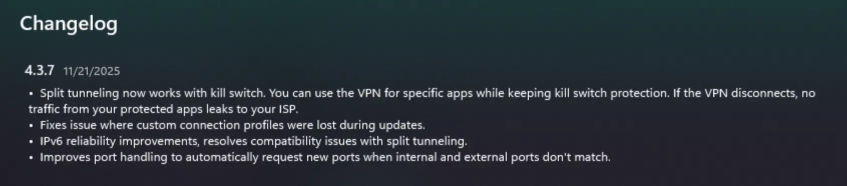 ChangeLog ProtonVPN | Venclikovi.com ProtonVPN changelog