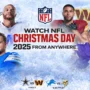 NFL Christmas Day 2025 header image showing four star players from the Cowboys, Commanders, Lions, and Vikings on an icy winter background, with bold text highlighting Christmas Day NFL games and matchup visuals.