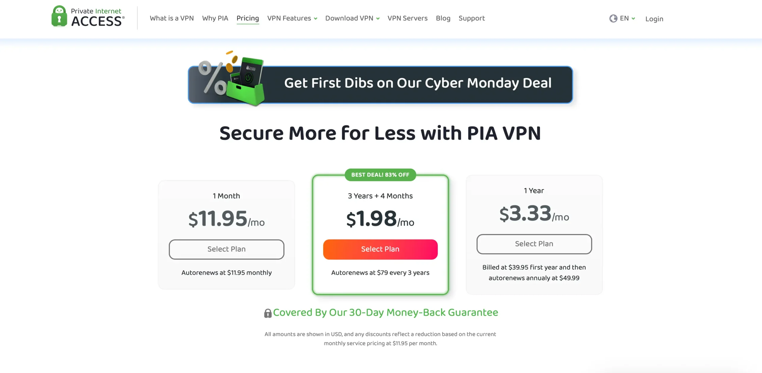 PIA VPN - best deals | Venclikovi.com PIA VPN Cyber Monday 2025 deal offering 40 months for alt=