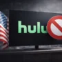 TV showing blocked Hulu access with a US flag in the background — a familiar scene when trying to watch Hulu outside the United States.