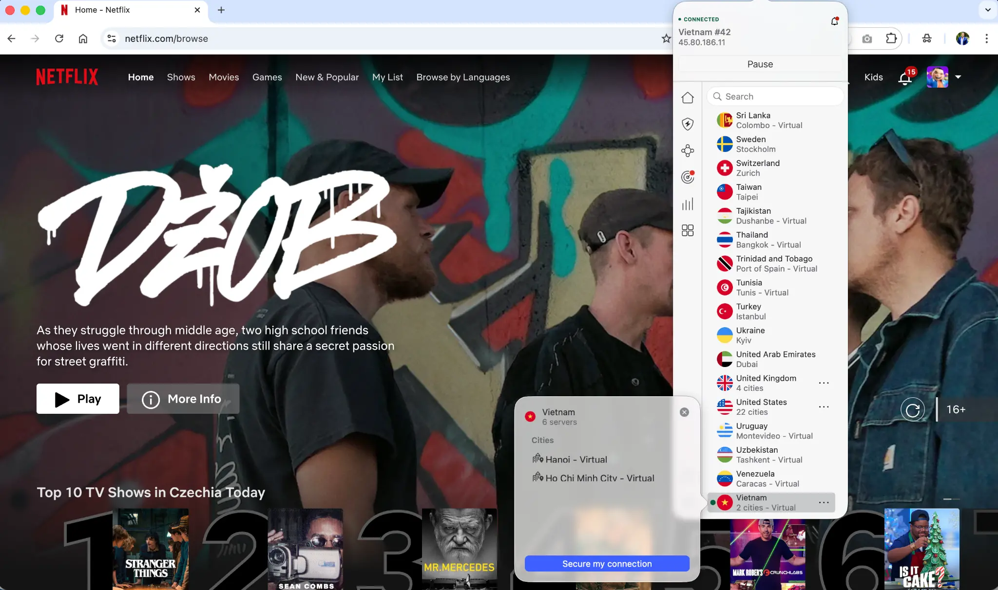 nordvpn-vietnam-netflix-connection | Venclikovi.com Netflix US accessed from Vietnam using NordVPN Vietnam #42 server