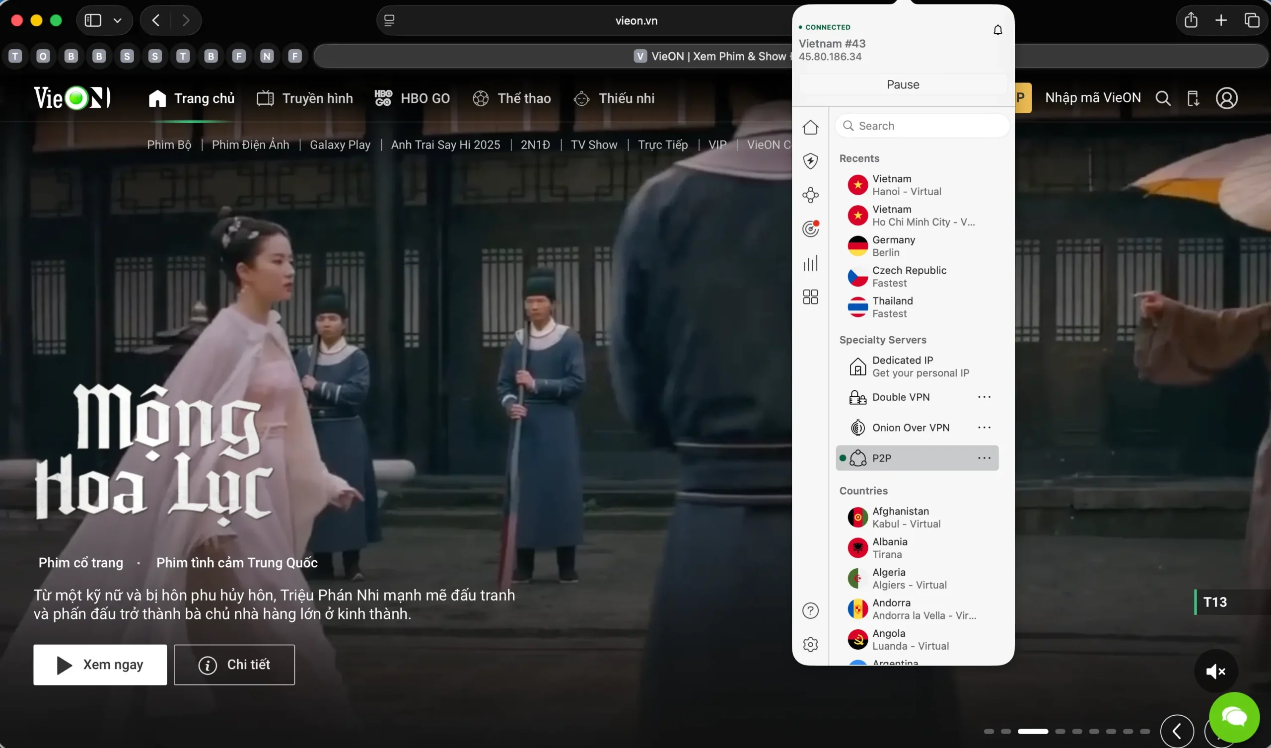 vieon-historical-drama-mong-hoa-luc-streamed-via-nordvpn | Venclikovi.com Historical drama "Mộng Hoa Lục" on VieON, accessed through NordVPN's Vietnam server