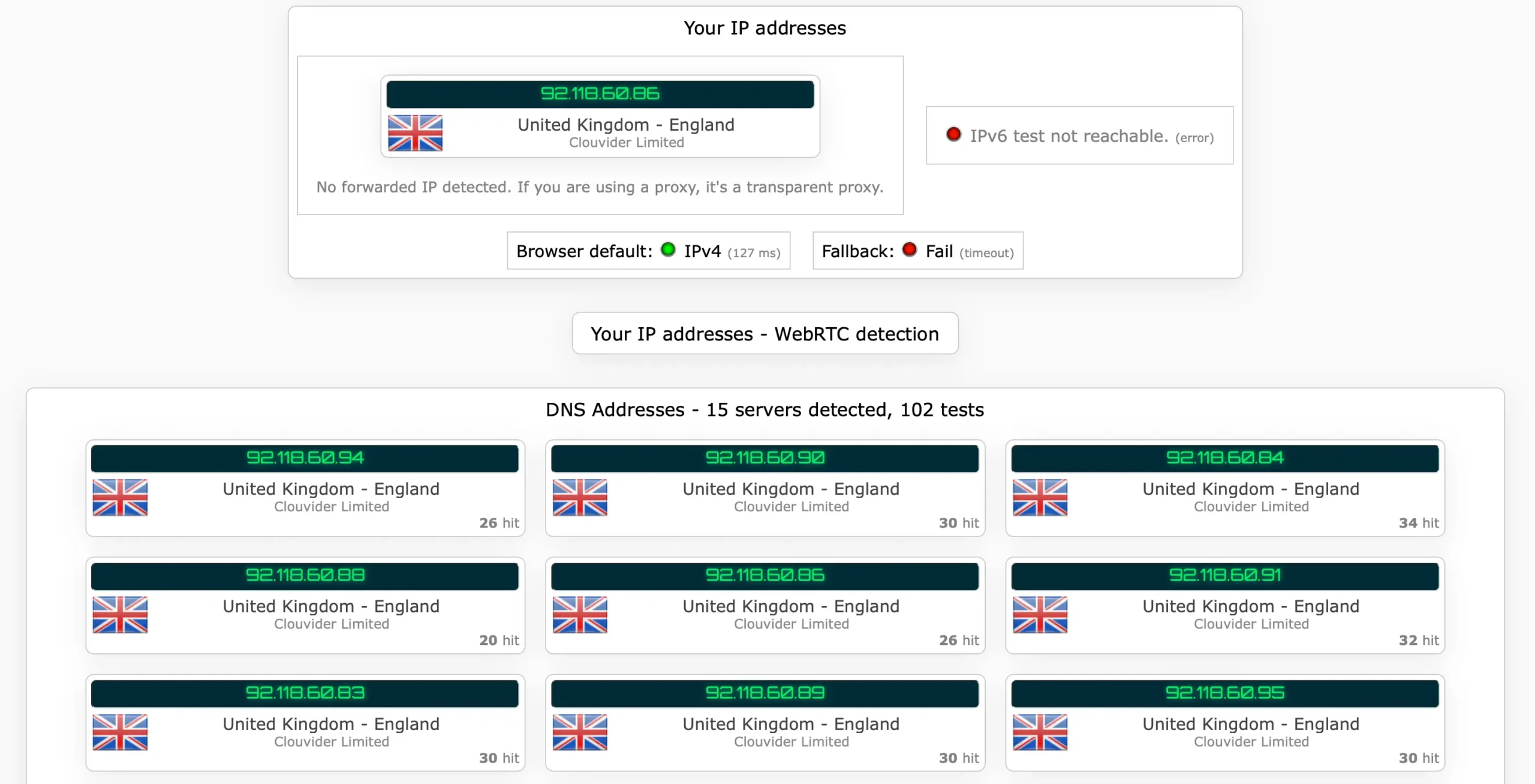 vpn-ip-test-uk-london | Venclikovi.com VPN IP test showing United Kingdom servers detected while connected through a secure VPN tunnel.