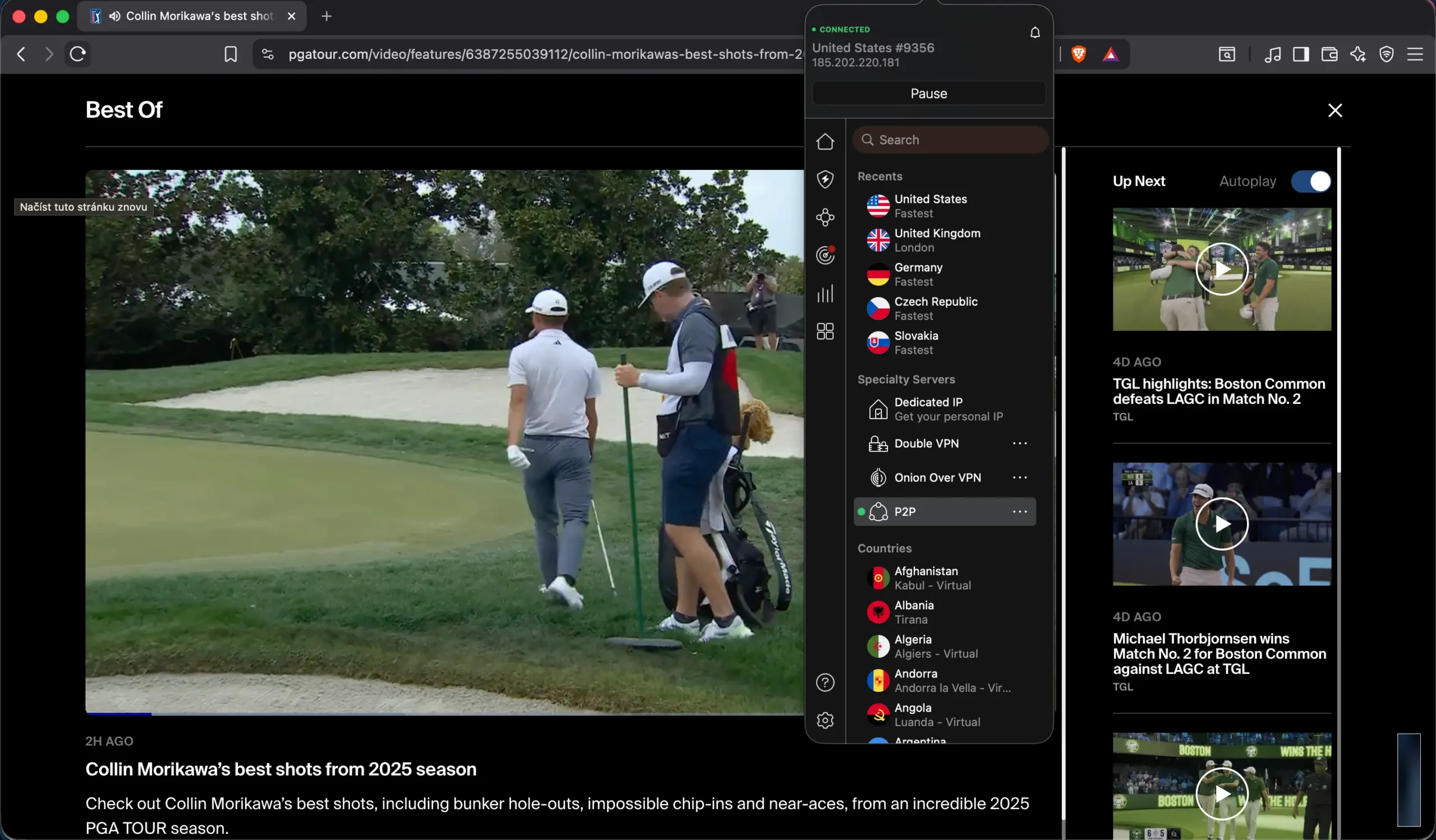 Best of PGA Tour with NordVPN | Venclikovi.com Watching PGA Tour highlights with NordVPN connected to a US server, unlocking full access to pgatour.com content