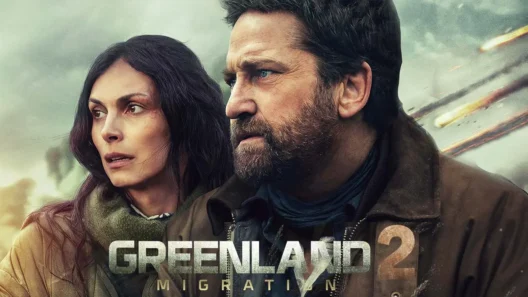 Gerard Butler and Morena Baccarin in a frozen wasteland in Greenland 2