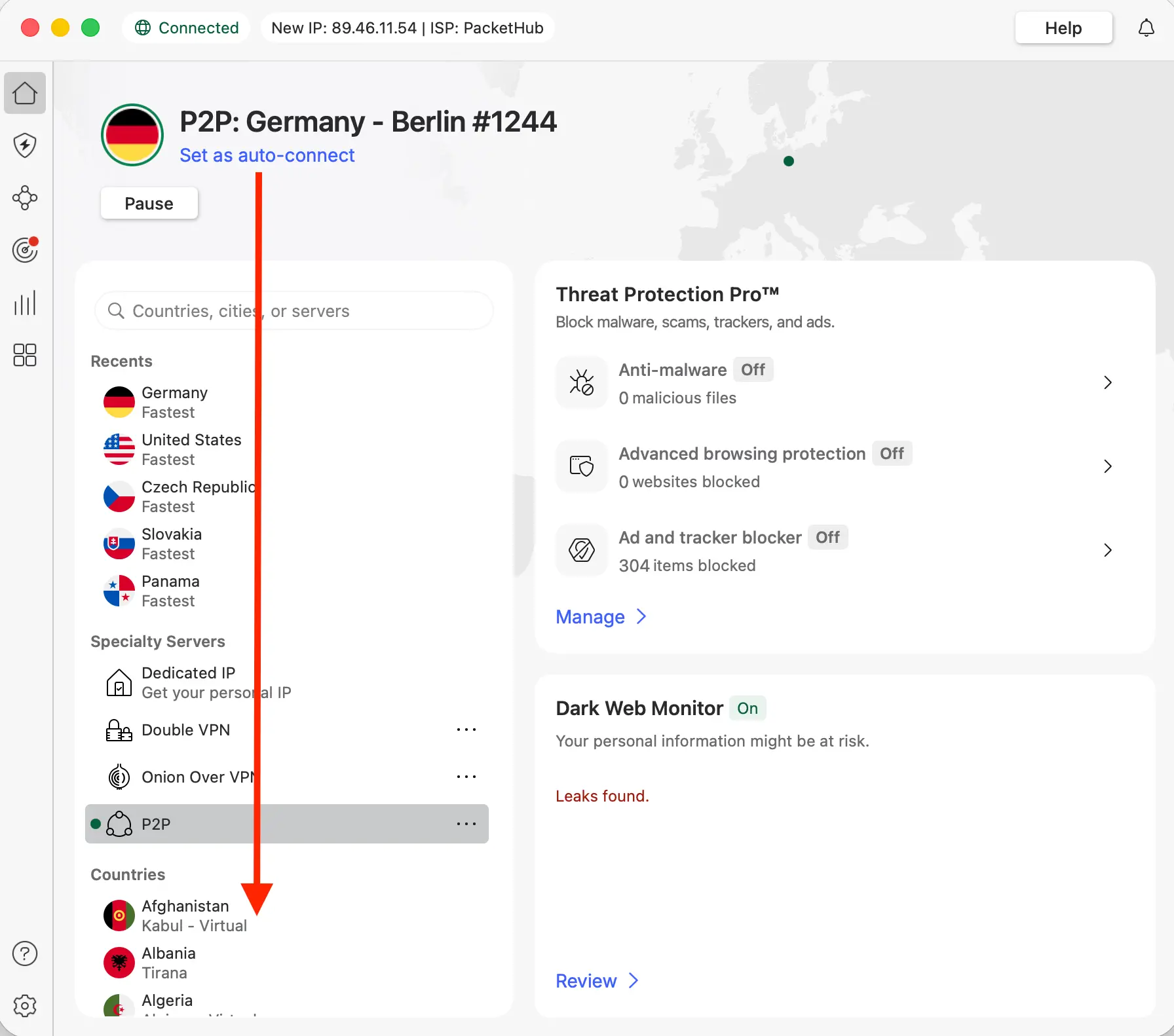NordVPN change countries for Car Rental | Venclikovi.com VPN app connected to a Germany server, showing how users change location before searching for cheaper car rental prices