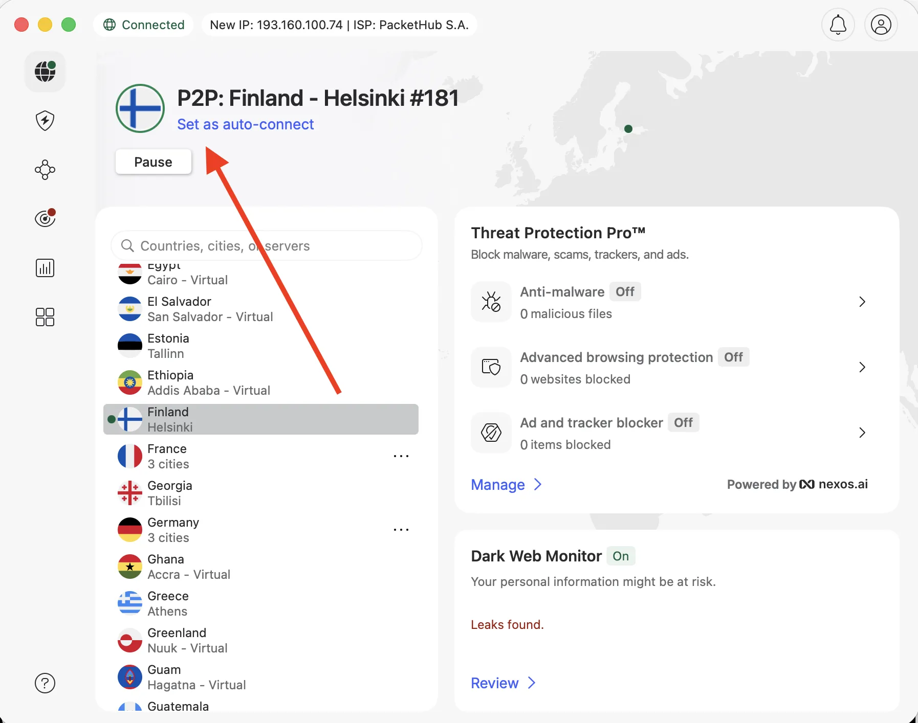 nordvpn-finland-server-connection-view | Venclikovi.com NordVPN connected to a Finnish server in Helsinki for secure streaming