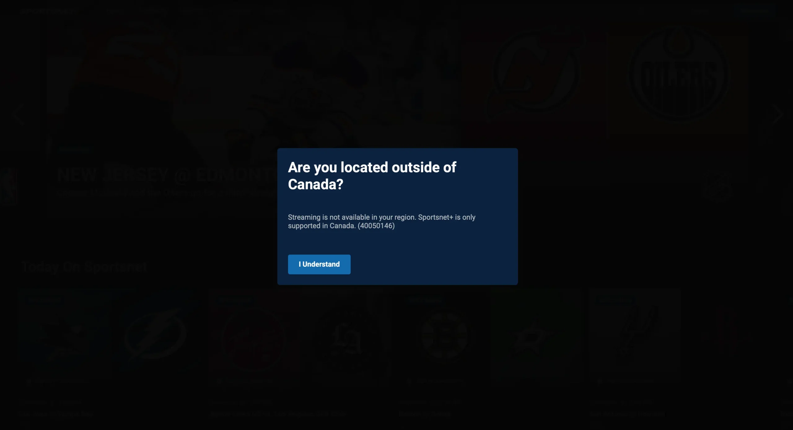 sportsnet-canada-geo-blocked-outside-canada | Venclikovi.com Sportsnet streaming blocked outside Canada showing regional restriction message