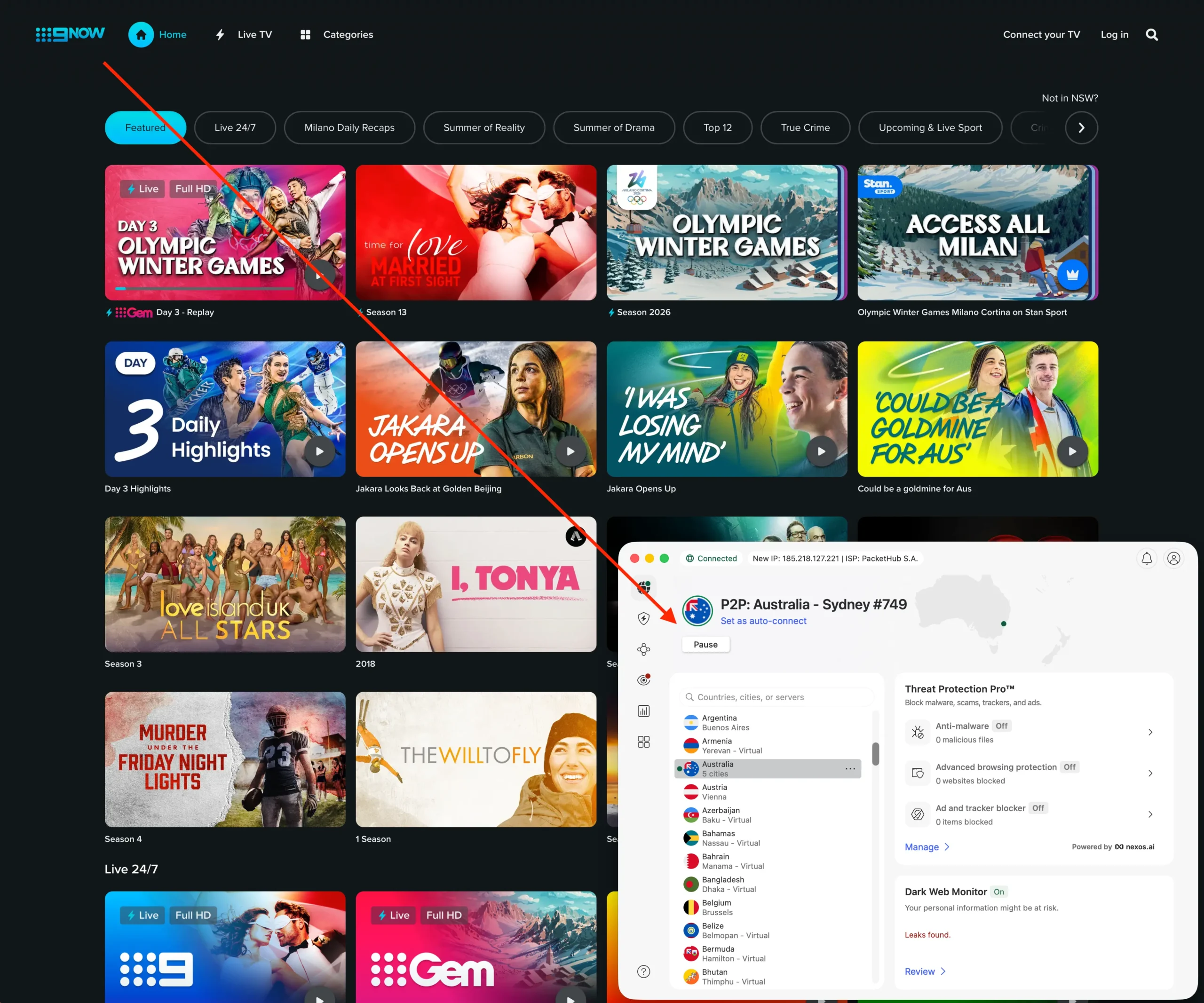 9Now unblock with NordVPN Australia IP address | Venclikovi.com Watching 9Now in full HD using NordVPN’s Sydney server to bypass geo-blocks