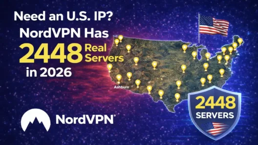 NordVPN US servers map showing 2448 real servers across multiple United States locations in 2026, highlighting nationwide coverage for streaming, banking, and secure US IP access.