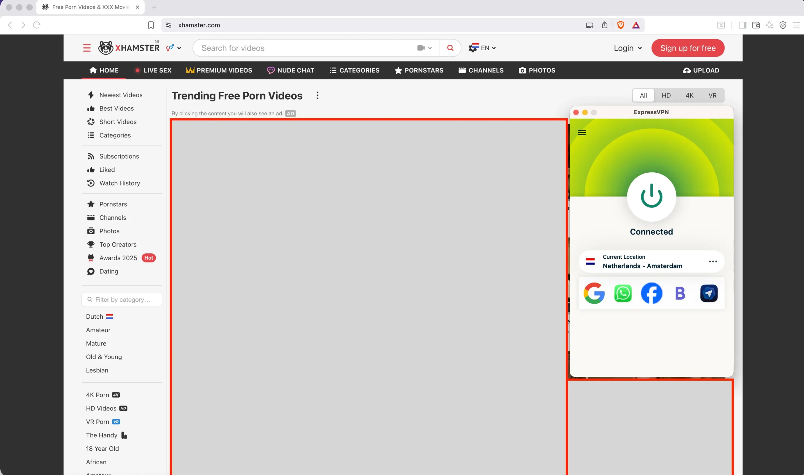 XHamster unblock with ExpressVPN | Venclikovi.com ExpressVPN connected to a Netherlands server while accessing xHamster from Thailand to bypass ISP block