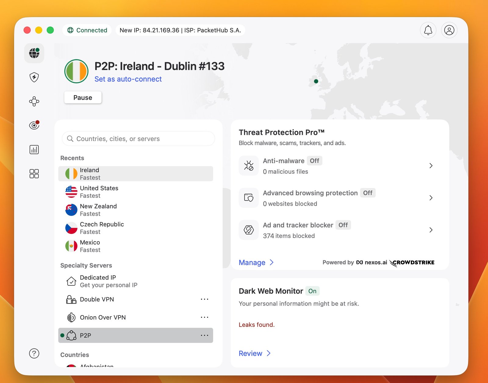 nordvpn-connected-ireland-champions-league-stream | Venclikovi.com NordVPN connected to Ireland Dublin server for watching Champions League 2026 live
