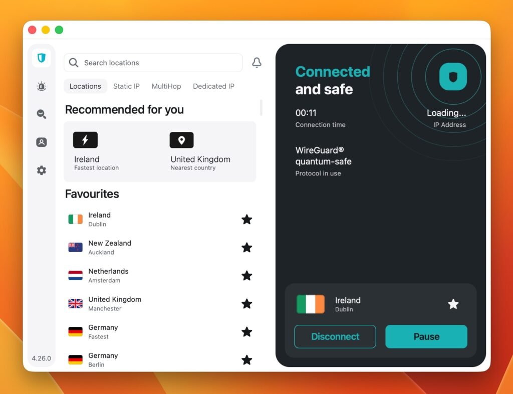 surfshark-connected-ireland-watch-champions-league-free | Venclikovi.com Surfshark VPN connected to Ireland Dublin server to watch Champions League 2026 free