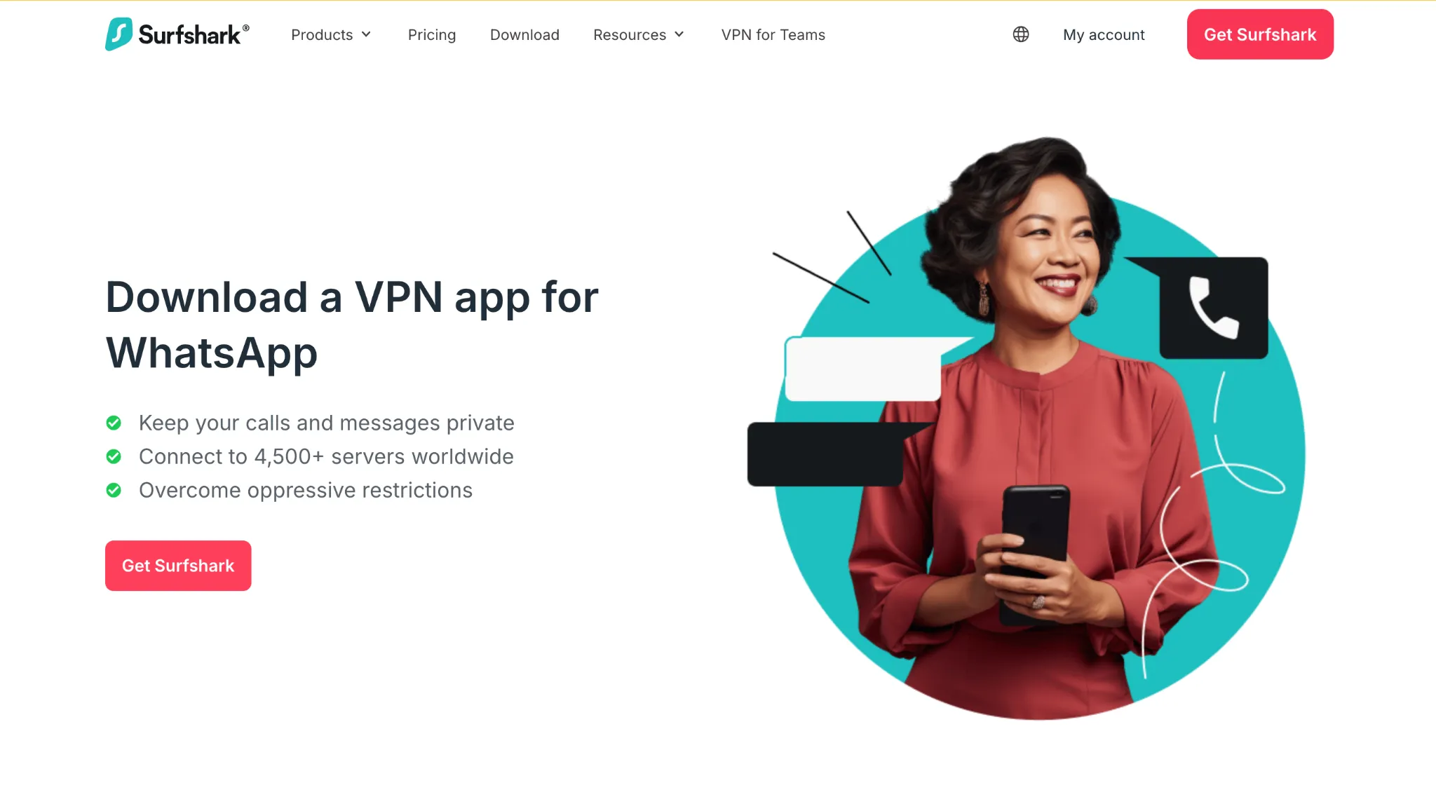 surfshark-whatsapp-privacy | Venclikovi.com Surfshark VPN promoting secure WhatsApp use with private calls and unrestricted access