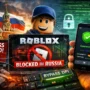 Roblox blocked in Russia with a VPN connection active on a smartphone, showing how players bypass restrictions using VPN or DPI bypass tools.