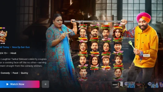 JioHotstar homepage showing Laughter Chefs 2026 Hindi reality comedy show ranked #2 in Hindi Today