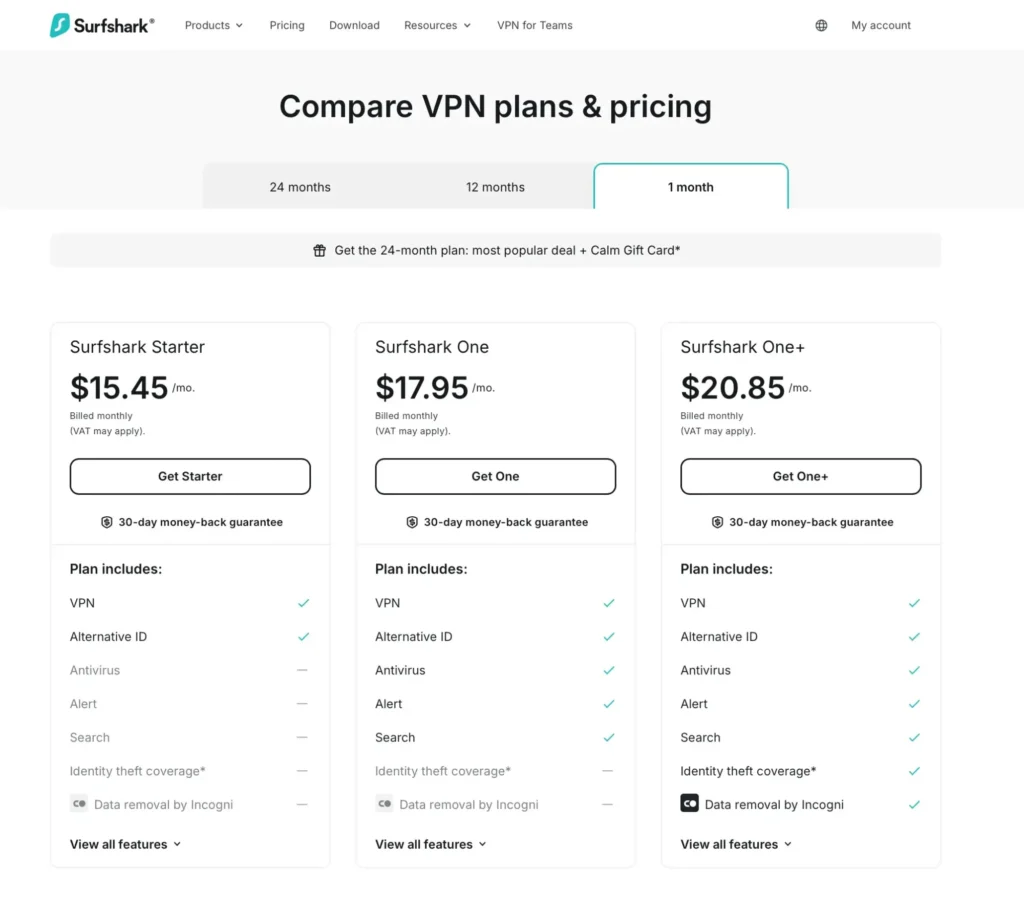 surfshark-pricing-monthly-plans-2026 | Venclikovi.com Surfshark monthly plan pricing in 2026 — Starter .45, One .95, One+ .85 per month with no long-term commitment